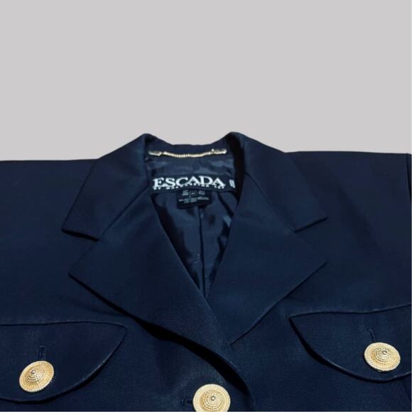Escada Wool Blazer in Navy Blue | Size 10 - Picture 4 of 9